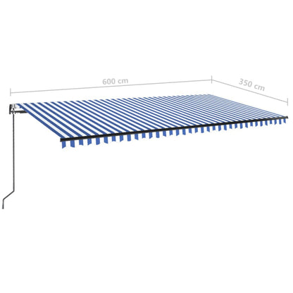 Tenda da Sole Retrattile Automatica 600x350 cm Blu e Bianca - homemem39