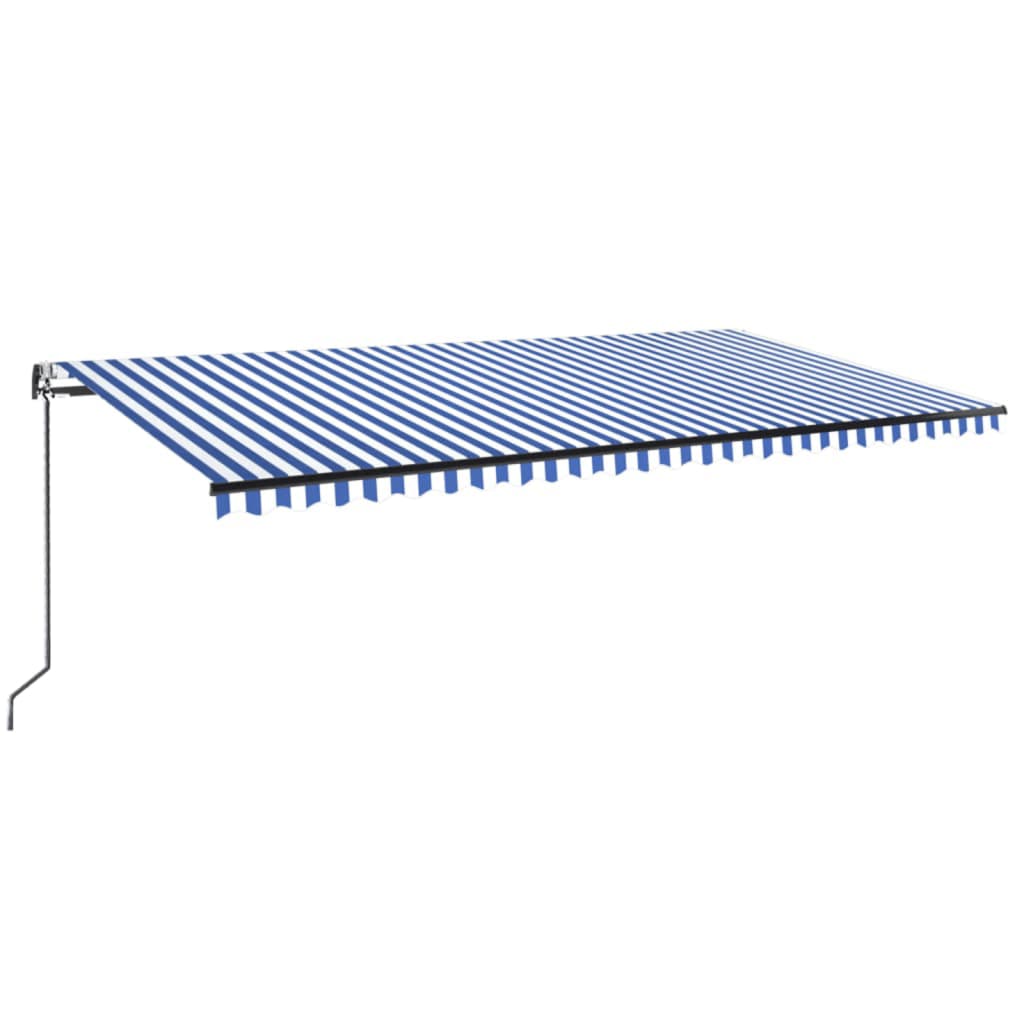 Tenda Automatica con Sensore Vento e LED 600x350 cm Blu Bianca | homemem39