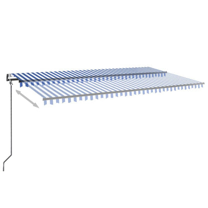 Tenda Automatica con Sensore Vento e LED 600x350 cm Blu Bianca | homemem39