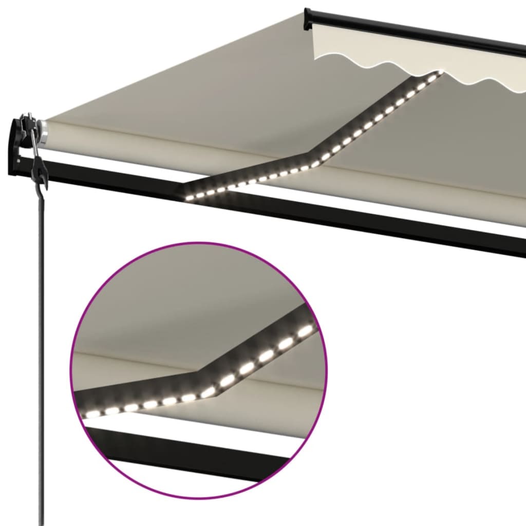 Tenda Automatica con Sensore Vento e LED 600x350 cm Crema | homemem39