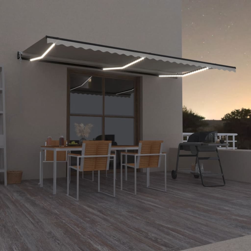 Tenda Automatica con Sensore Vento e LED 600x350 cm Crema | homemem39