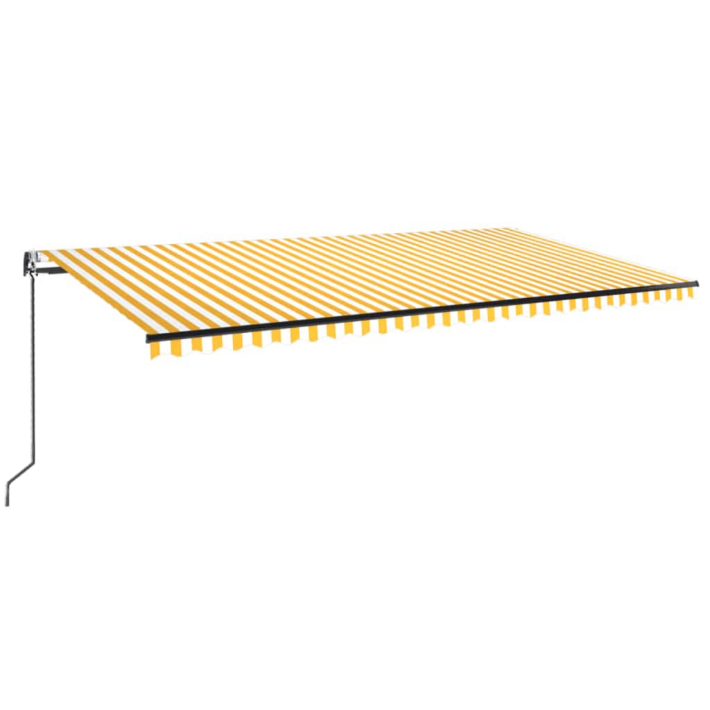 Tenda Automatica Sensore Vento e LED 600x350 cm Gialla Bianca | homemem39