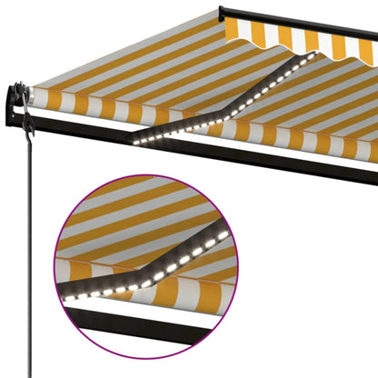 Tenda Automatica Sensore Vento e LED 600x350 cm Gialla Bianca | homemem39