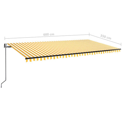 Tenda Automatica Sensore Vento e LED 600x350 cm Gialla Bianca | homemem39