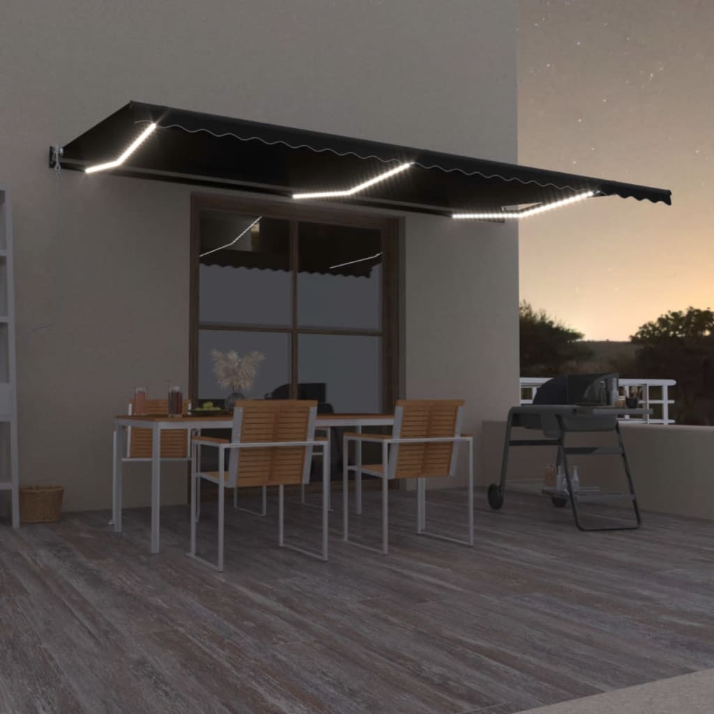Tenda Automatica con Sensore Vento e LED 600x350 cm Antracite | homemem39