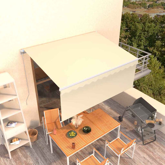 Tenda da Sole Retrattile Manuale con Parasole 3x2,5 m Crema | homemem39