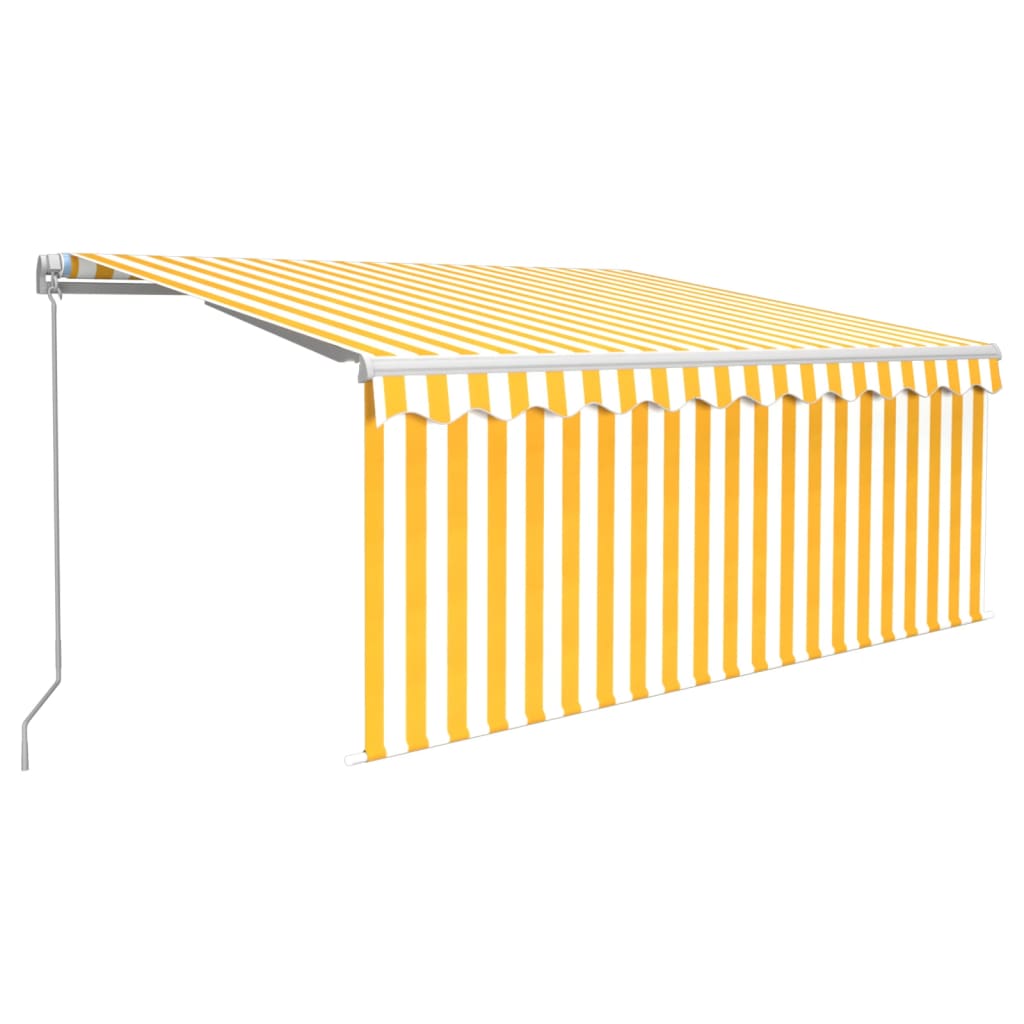 Tenda Sole Retrattile Manuale Parasole LED 3x2,5m Gialla Bianca