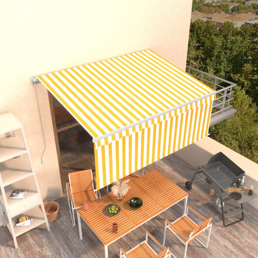 Tenda Sole Retrattile Manuale Parasole LED 3x2,5m Gialla Bianca | homemem39