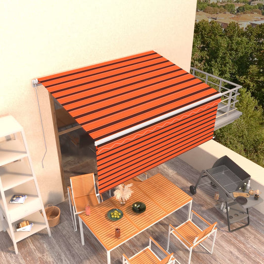 Tenda Retrattile Manuale con Parasole 3x2,5m Arancione Marrone | homemem39