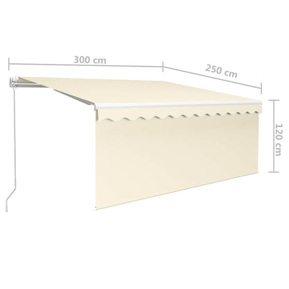 Tenda da Sole Retrattile Manuale con LED 3x2,5 m Crema - homemem39