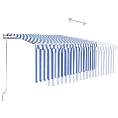 Tenda Sole Retrattile Automatica con Parasole 3x2,5m Blu Bianco - homemem39