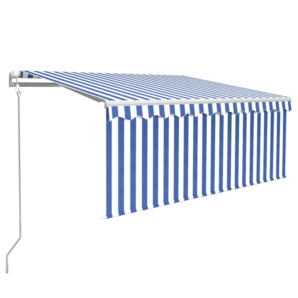 Tenda Automatica Parasole LED Sensore Vento 3x2,5m Blu e Bianco | homemem39