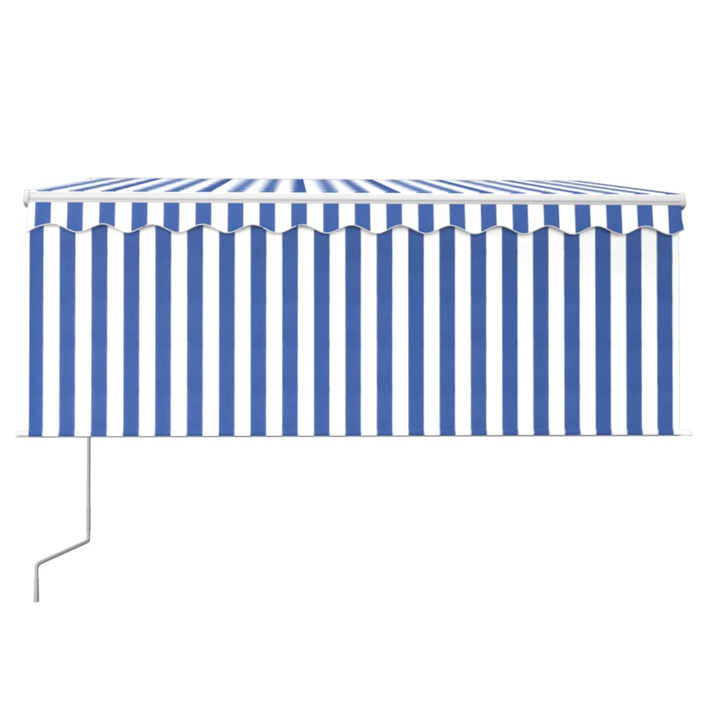 Tenda Automatica Parasole LED Sensore Vento 3x2,5m Blu e Bianco | homemem39