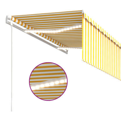 Tenda Automatica con LED Sensore Vento 3x2,5 m Giallo Bianco | homemem39