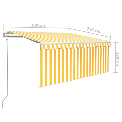 Tenda Automatica con LED Sensore Vento 3x2,5 m Giallo Bianco | homemem39