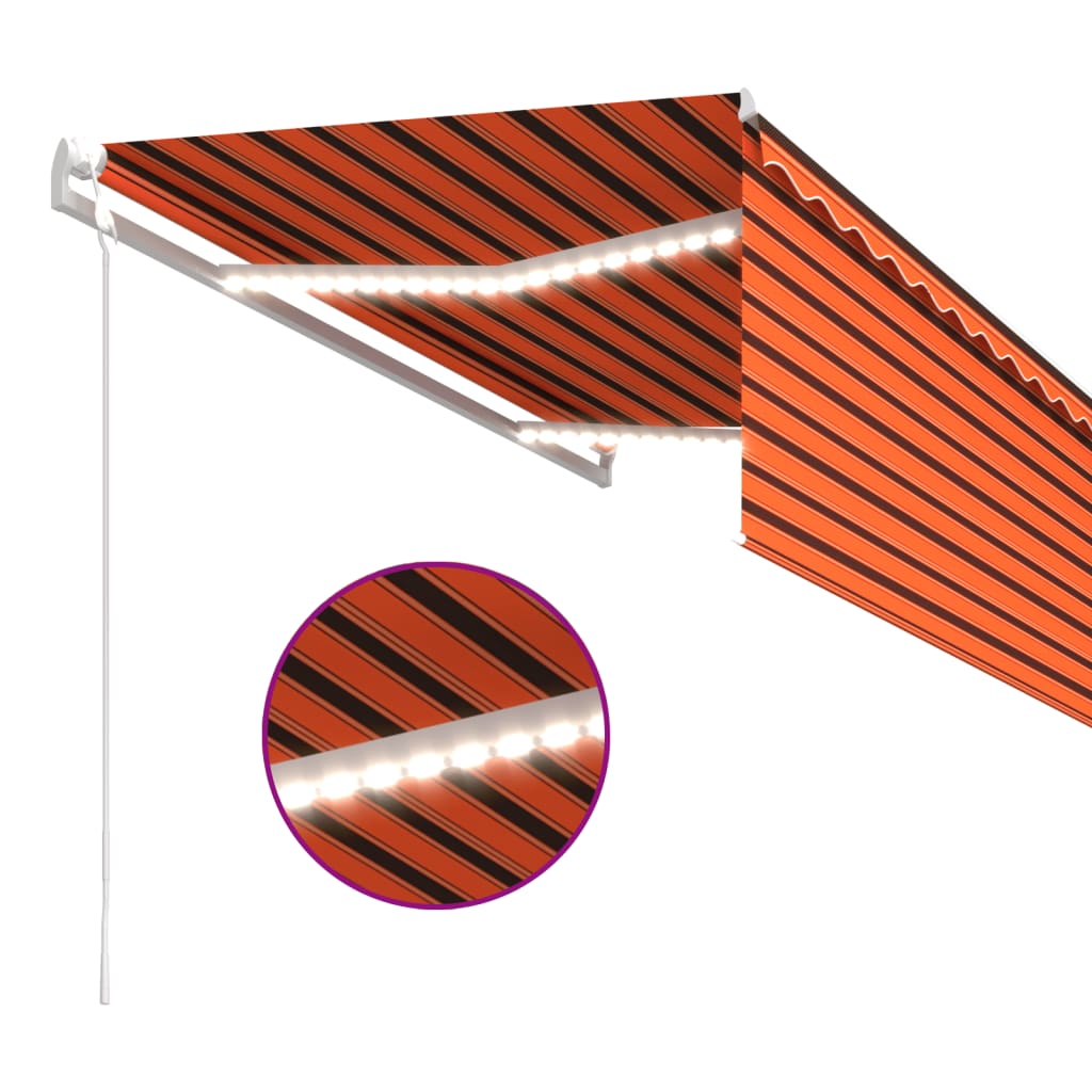 Tenda Automatica LED Sensore Vento 3,5x2,5m Arancione Marrone | homemem39