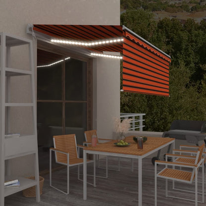 Tenda Automatica LED Sensore Vento 3,5x2,5m Arancione Marrone | homemem39
