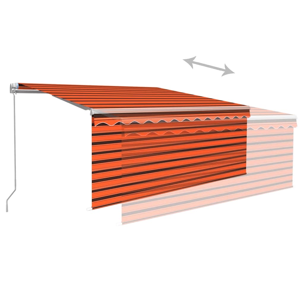 Tenda Retrattile Manuale Parasole 3,5x2,5m Arancione e Marrone