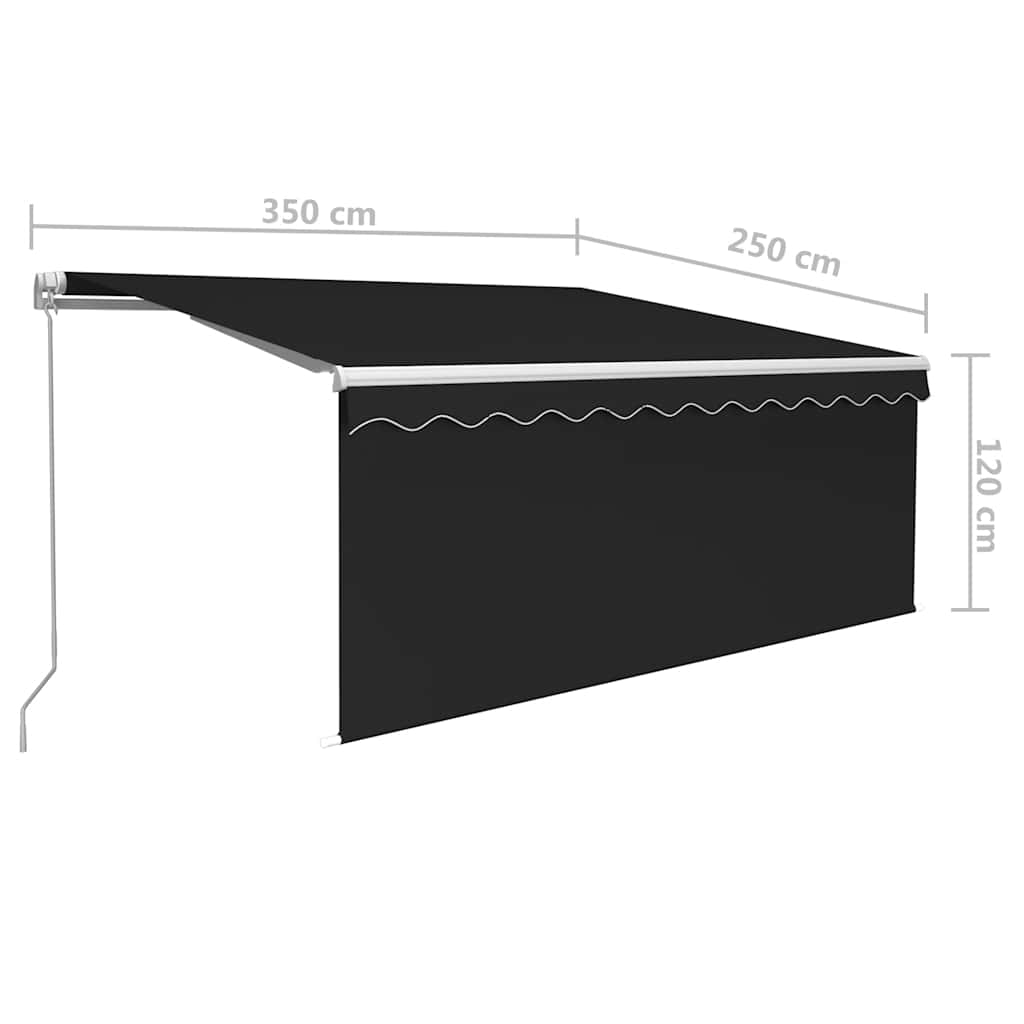 Tenda da Sole Retrattile Manuale con LED 3,5x2,5 m Antracite | homemem39