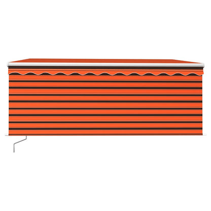 Tenda da Sole Retrattile Manuale LED 3,5x2,5m Arancione Marrone | homemem39
