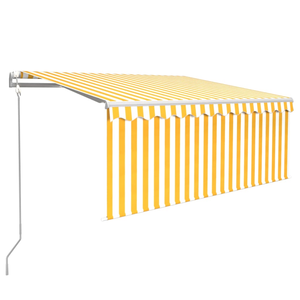 Tenda Retrattile Automatica con Parasole 3,5x2,5m Gialla Bianca - homemem39