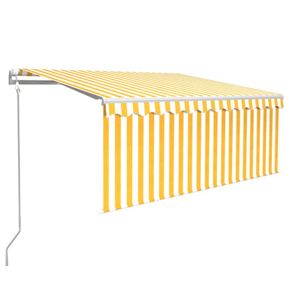 Tenda Retrattile Automatica con Parasole 3,5x2,5m Gialla Bianca - homemem39