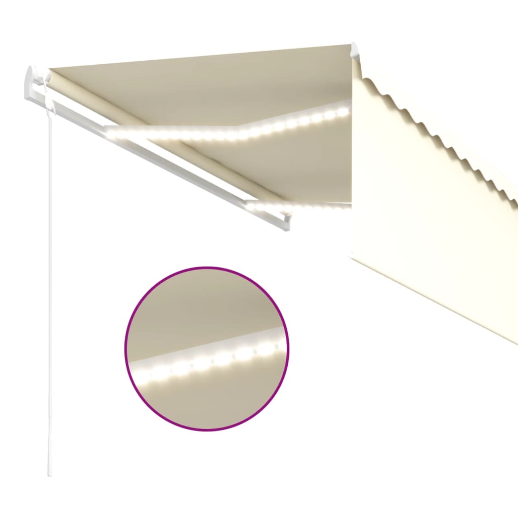 Tenda Automatica Parasole LED Sensore Vento 3,5x2,5cm Crema | homemem39