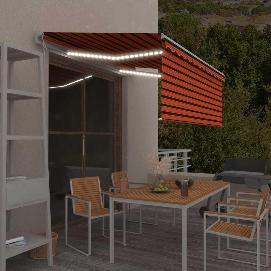 Tenda Automatica con Sensore Vento 3,5x2,5m Arancione e Marrone | homemem39