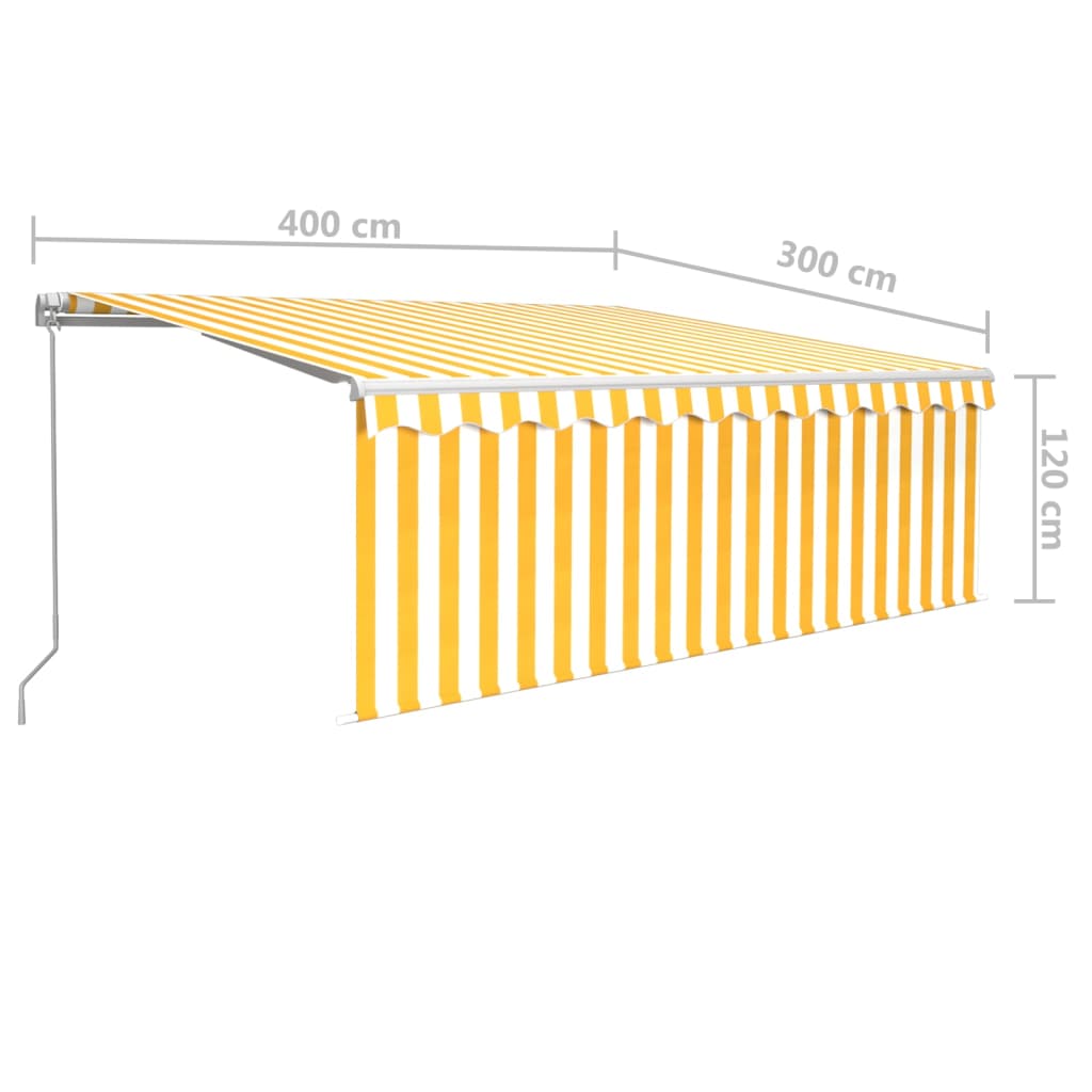 Tenda Sole Retrattile Manuale con Parasole 4x3m Gialla Bianca