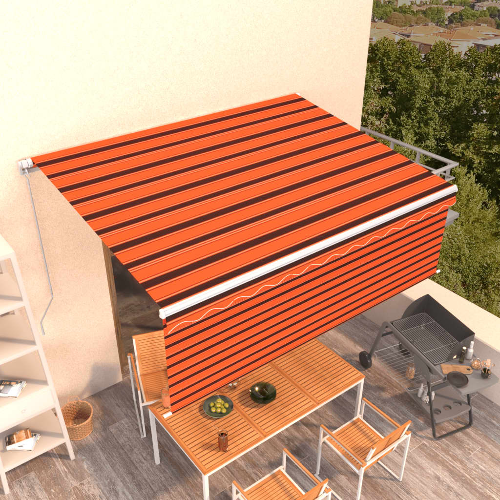 Tenda Sole Retrattile Manuale con Parasole 4x3m Arancio Marrone