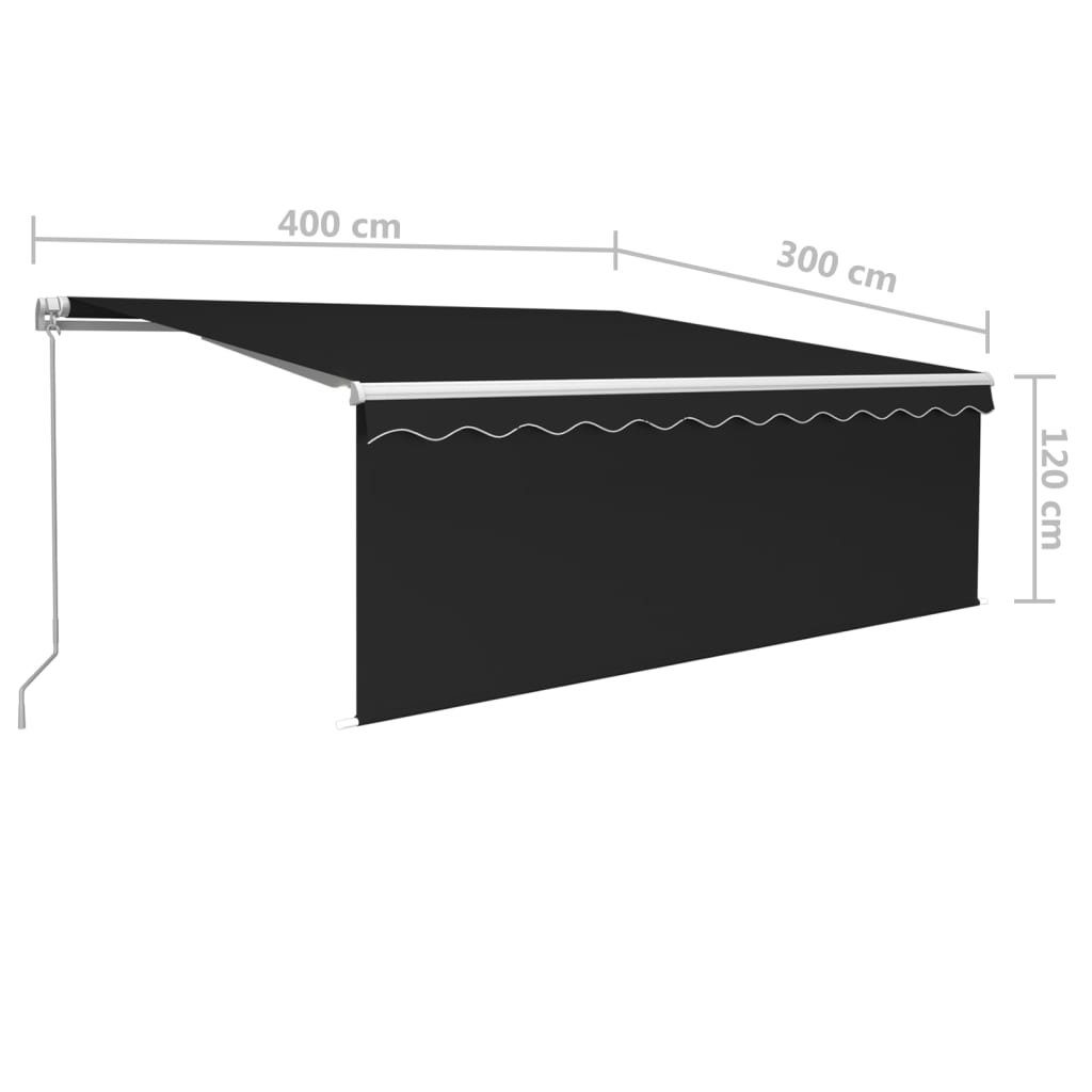 Tenda da Sole Retrattile Manuale con LED 4x3 m Antracite | homemem39
