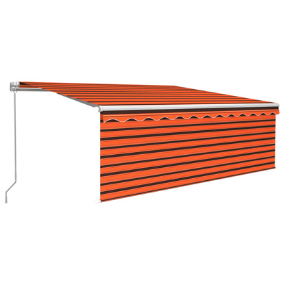 Tenda Sole Retrattile Manuale Parasole LED 4x3m Arancio Marrone - homemem39