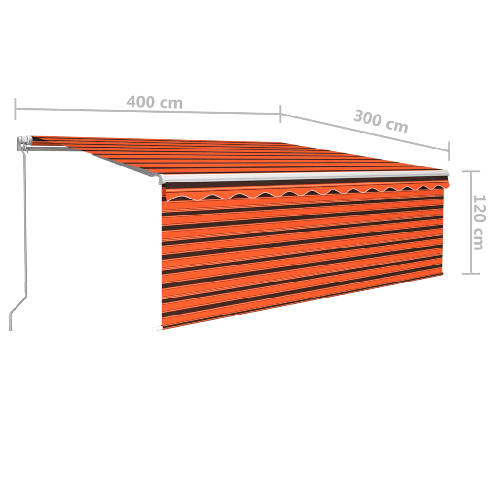 Tenda Sole Retrattile Manuale Parasole LED 4x3m Arancio Marrone - homemem39