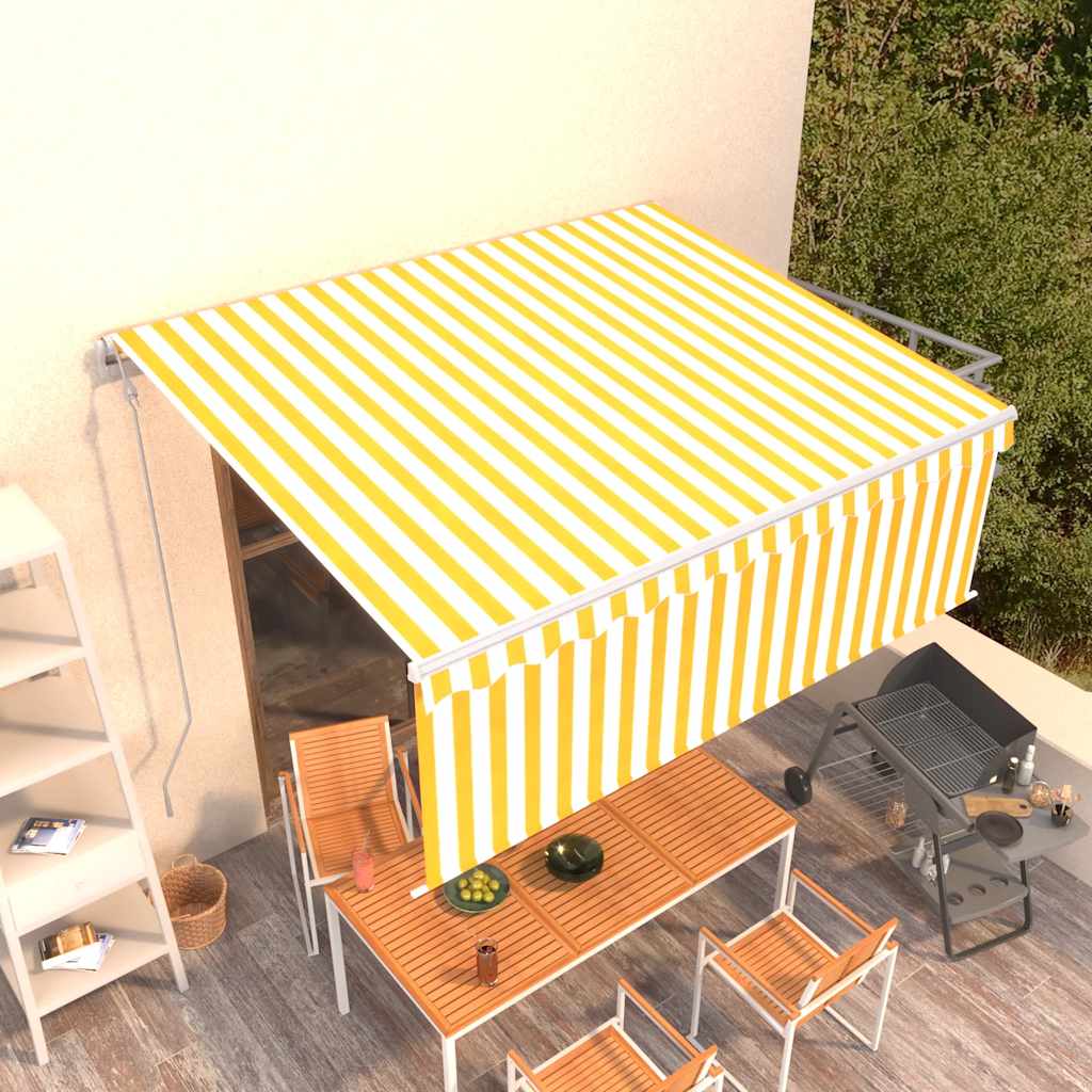 Tenda Retrattile Automatica con Parasole 4x3m Gialla Bianca - homemem39