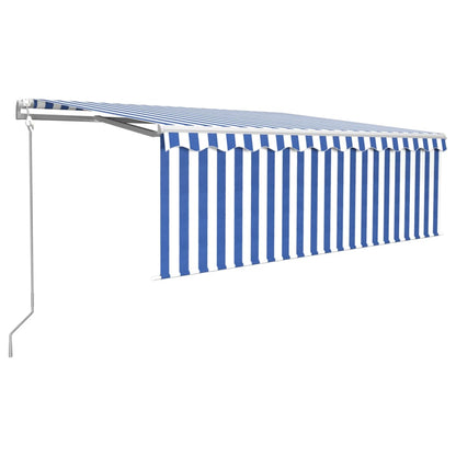 Tenda Automatica Parasole Sensore Vento LED 4x3m Blu Bianca | homemem39