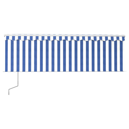 Tenda Automatica Parasole Sensore Vento LED 4x3m Blu Bianca | homemem39