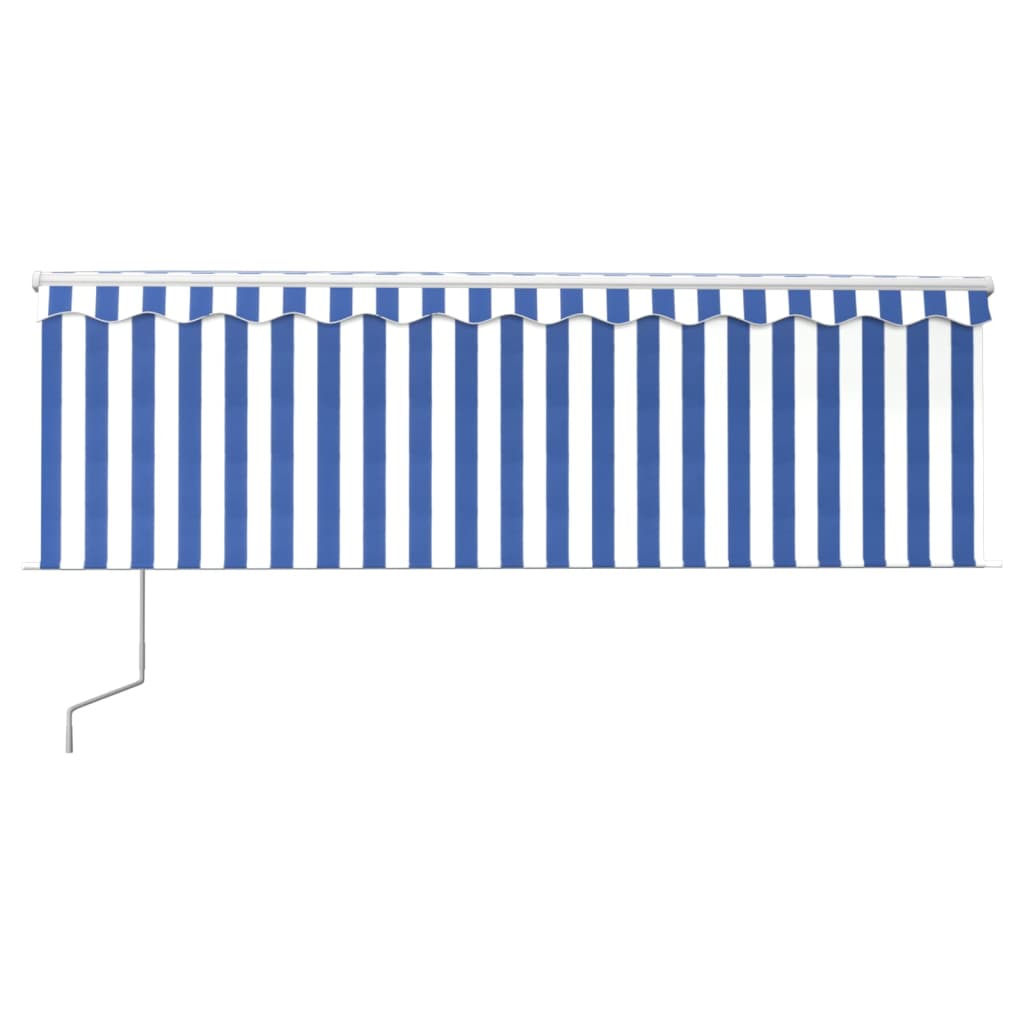 Tenda Automatica Parasole LED Sensore Vento 4,5x3 m Blu Bianco | homemem39