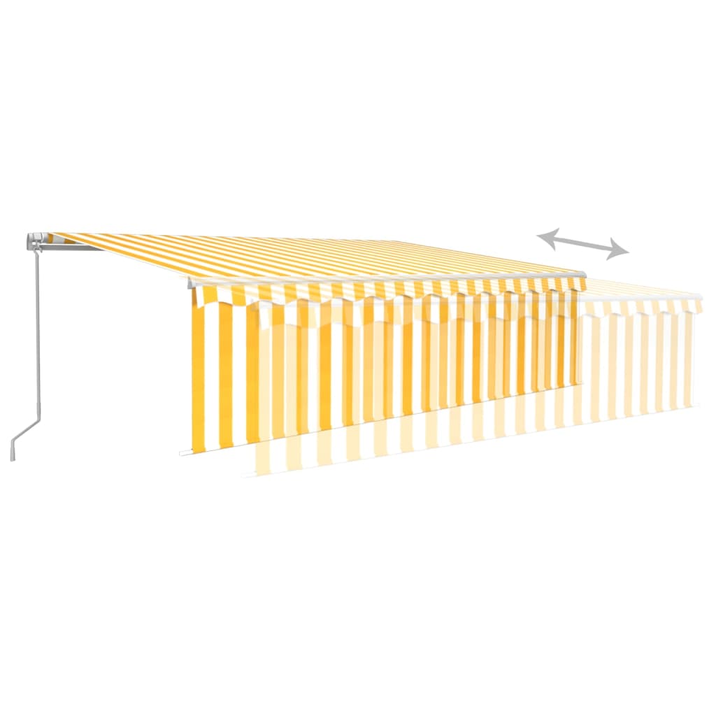 Tenda Sole Retrattile Manuale Parasole LED 5x3m Gialla Bianca | homemem39