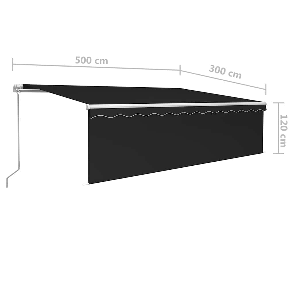 Tenda Sole Retrattile Manuale Parasole LED 5x3m Antracite | homemem39