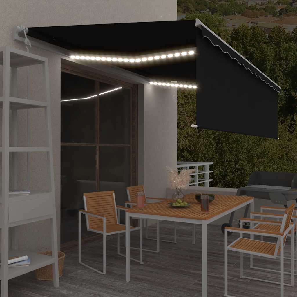 Tenda Automatica con Parasole Sensore Vento e LED 5x3 Antracite | homemem39