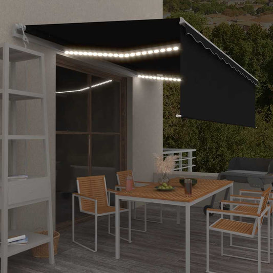 Tenda Automatica con Parasole Sensore Vento e LED 5x3 Antracite | homemem39