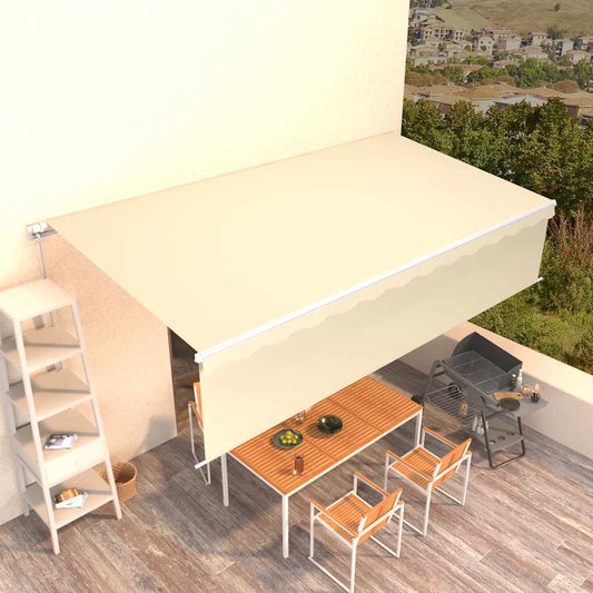 Tenda da Sole Retrattile Manuale con Parasole 6x3 m Crema | homemem39