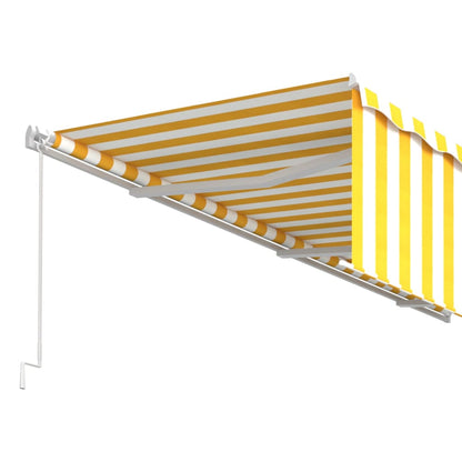 Tenda Sole Retrattile Manuale con Parasole 6x3m Gialla Bianca - homemem39