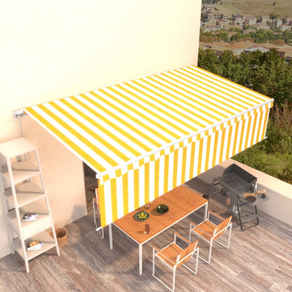 Tenda Sole Retrattile Manuale con Parasole 6x3m Gialla Bianca - homemem39