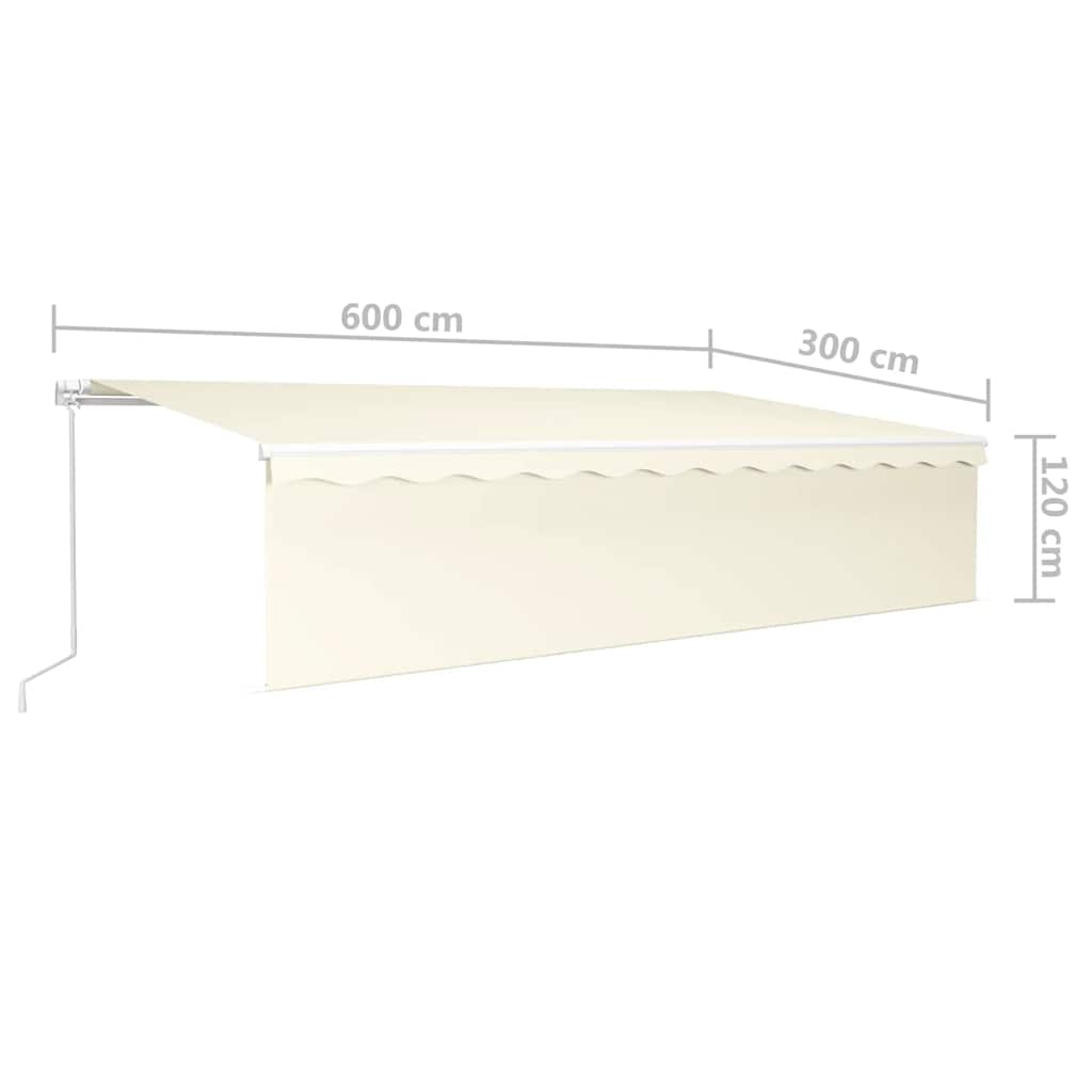 Tenda da Sole Retrattile Manuale con LED 6x3 m Crema | homemem39