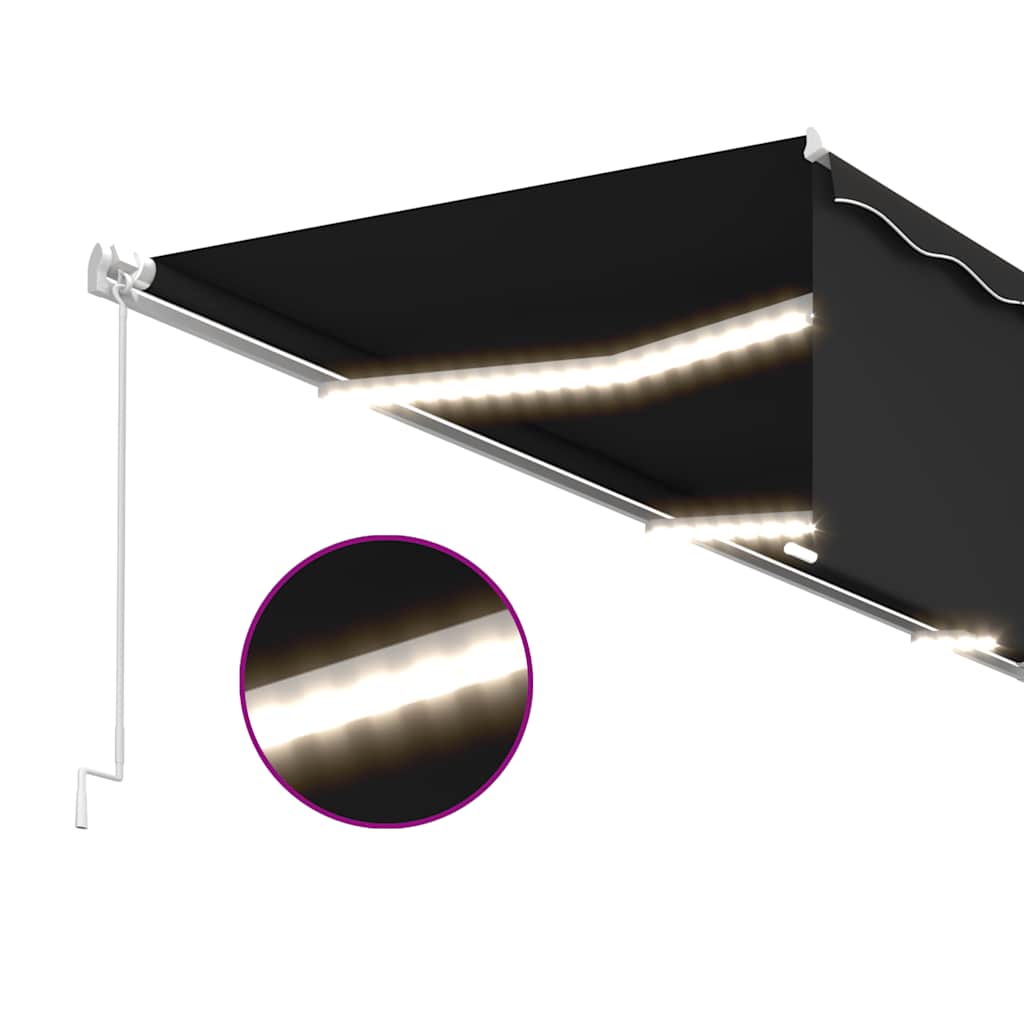 Tenda da Sole Retrattile Manuale con LED 6x3 m Antracite | homemem39