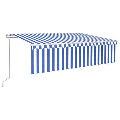 Tenda Sole Retrattile Automatica con Parasole 6x3m Blu Bianco - homemem39