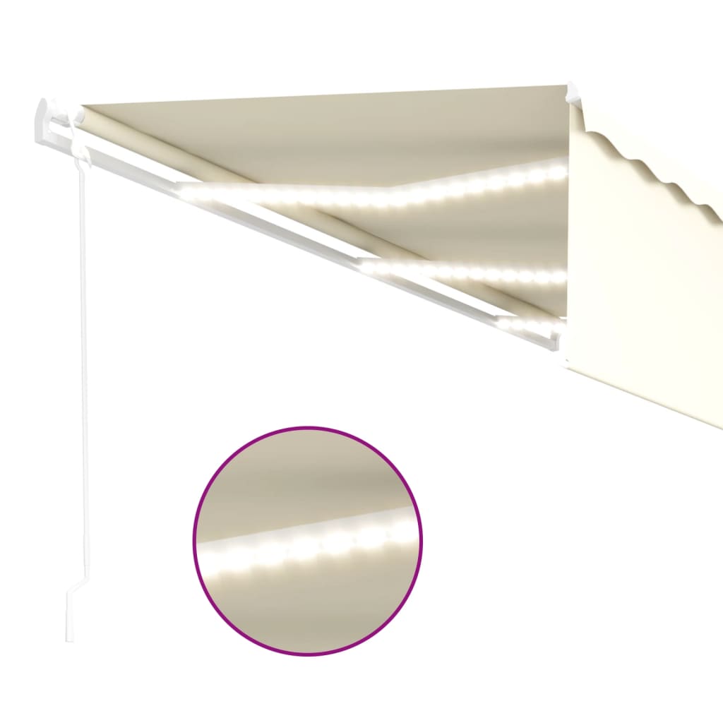 Tenda Automatica con Parasole LED e Sensore Vento 6x3 m Crema | homemem39