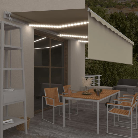 Tenda Automatica con Parasole LED e Sensore Vento 6x3 m Crema | homemem39