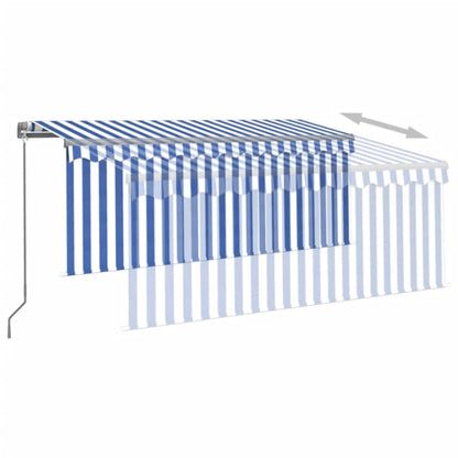 Tenda Sole Retrattile Manuale con Parasole 3x2,5m Blu e Bianco